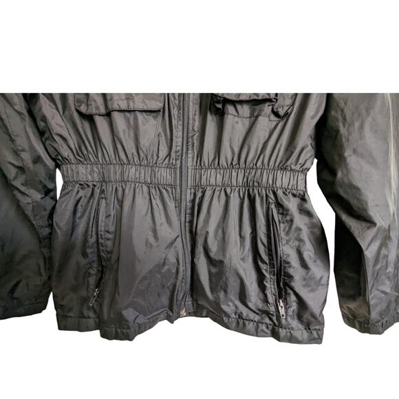 Kenneth Cole Reaction Womens Small Black Windbreaker Nylon Full Zip Lightweight - Picture 12 of 16